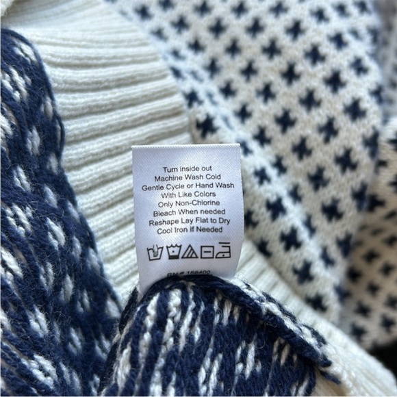 LONG WHARF Womens Osterville SeaWell Sweater Cream Fisherman Recycled Vneck XS - Picture 11 of 13